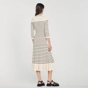 Online Long Sailor-Striped Dress Women Dresses