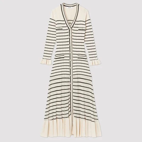 Online Long Sailor-Striped Dress Women Dresses