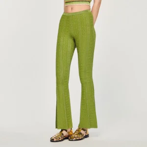 Online Metallic Knit Pants Women Matching Sets