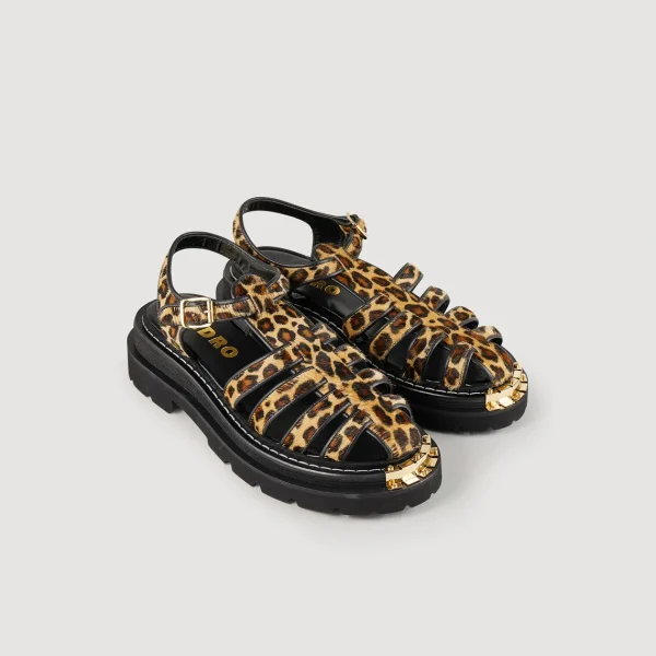 Best Sale Olyssa Leopard-Effect Leather Sandals Women Sandals