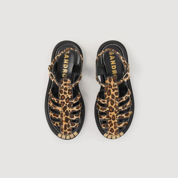 Best Sale Olyssa Leopard-Effect Leather Sandals Women Sandals