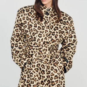 New Oversized Leopard-Print Trench Coat Women Coats