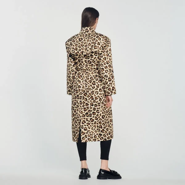 New Oversized Leopard-Print Trench Coat Women Coats