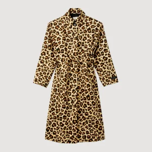 New Oversized Leopard-Print Trench Coat Women Coats