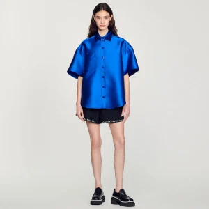 Fashion Oversized Satin Shirt Women Matching Sets