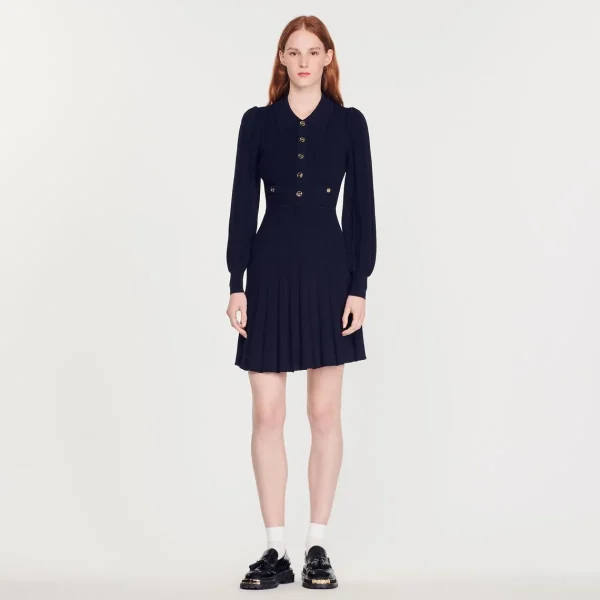 Outlet Pleated Knit Dress Women Dresses