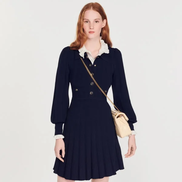 Outlet Pleated Knit Dress Women Dresses