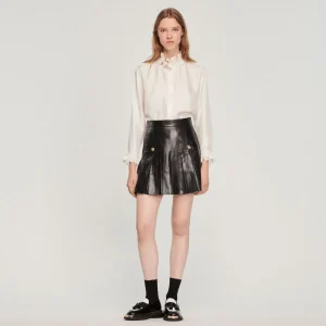 Clearance Pleated Short Leather Skirt Women Skirts