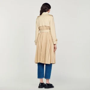 Outlet Pleated Trench Coat With Belt Women Coats