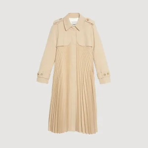 Outlet Pleated Trench Coat With Belt Women Coats