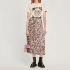 Discount Printed Midi Skirt With Pleats Women Skirts