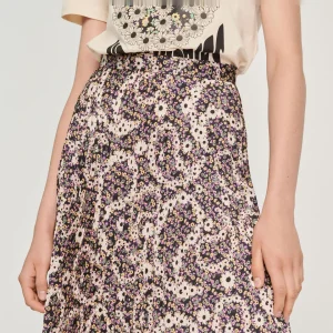 Discount Printed Midi Skirt With Pleats Women Skirts