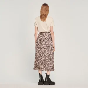 Discount Printed Midi Skirt With Pleats Women Skirts