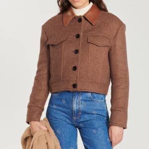 Flash Sale Short Coat With Leather Collar Women Coats