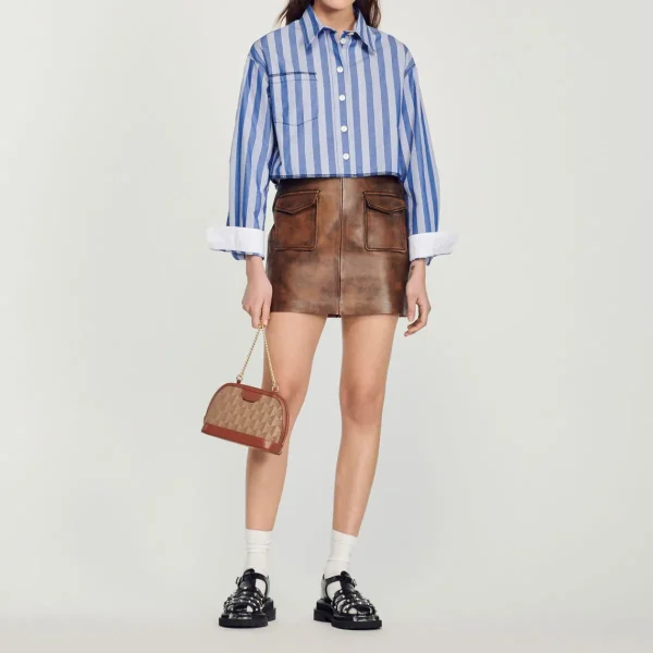 Shop Short Distressed Leather Skirt Women Skirts