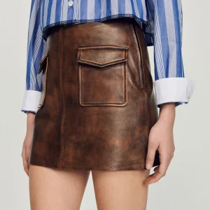 Shop Short Distressed Leather Skirt Women Skirts