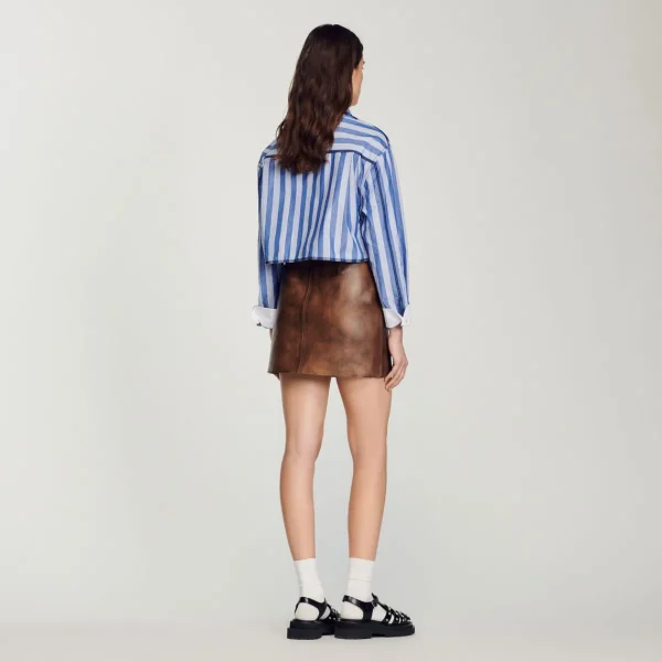 Shop Short Distressed Leather Skirt Women Skirts