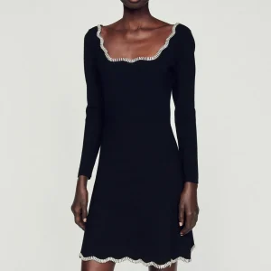 Sale Short Knit Crystal-Embellished Dress Women Dresses