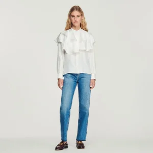 Cheap Silk Ruffled Shirt Women Tops & Shirts