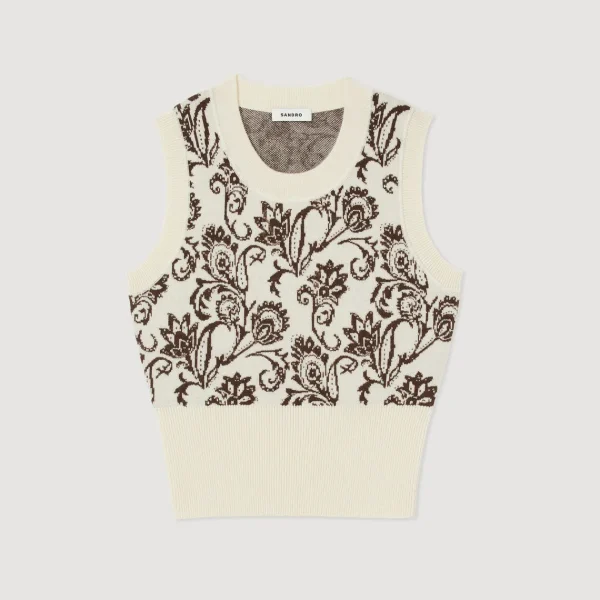 Discount Sleeveless Sweater With Paisley Print Women Sweaters & Cardigans