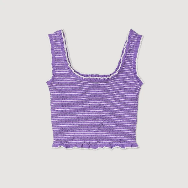 Clearance Smocked Cropped Tank Top Women T-Shirts