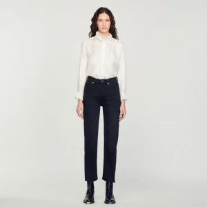 Hot Straight-Cut Jeans With Raw Edges Women Jeans