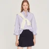 Hot Striped Shirt With A Fancy Collar Women Tops & Shirts