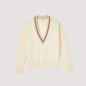 Best Sale Sweater With Contrasting V-Neck Women Sweaters & Cardigans