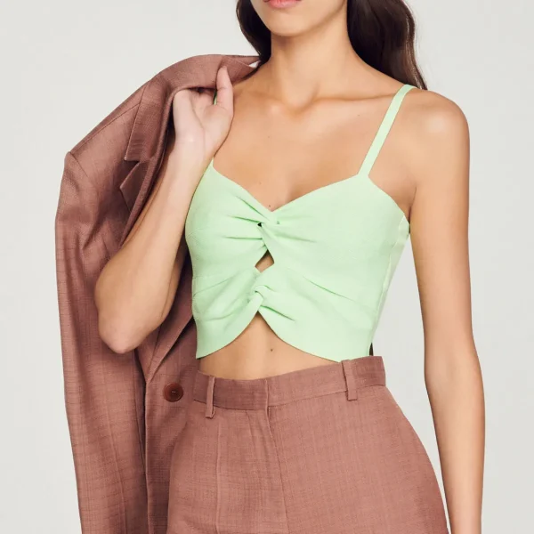 Cheap Tied Crop Top Women Sweaters & Cardigans