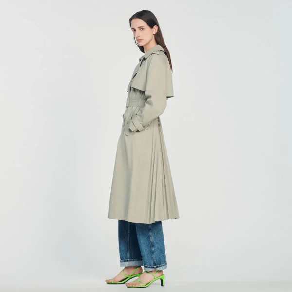 Flash Sale Trench Coat With Pleated Back Women Coats