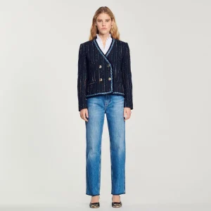 Outlet Tweed Double-Breasted Jacket Women Jackets & Blazers