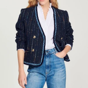 Outlet Tweed Double-Breasted Jacket Women Jackets & Blazers