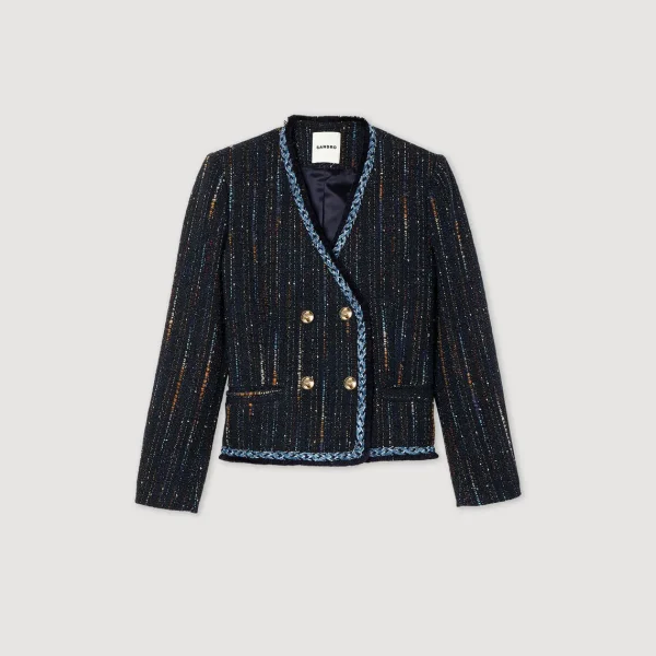 Outlet Tweed Double-Breasted Jacket Women Jackets & Blazers