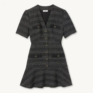 Cheap Tweed Short-Sleeved Dress Women Dresses