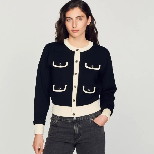 Online Two-Tone Cardigan With Buttons Women Sweaters & Cardigans