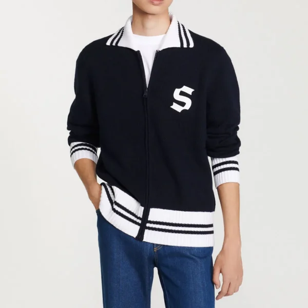 Sale Two-Tone Knitted Cardigan Men Sweaters & Cardigans