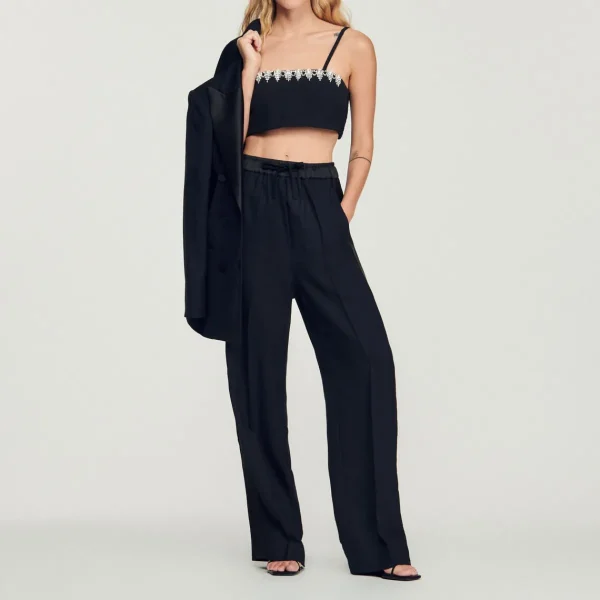 Online Wide Pants With Satin Side Stripes Women Pants & Shorts