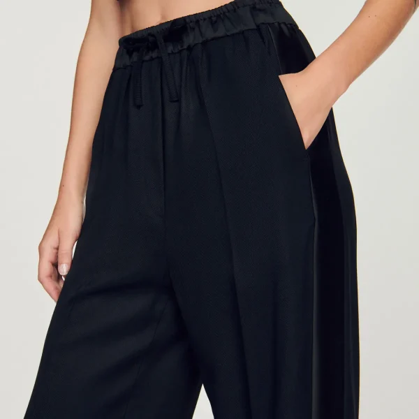 Online Wide Pants With Satin Side Stripes Women Pants & Shorts