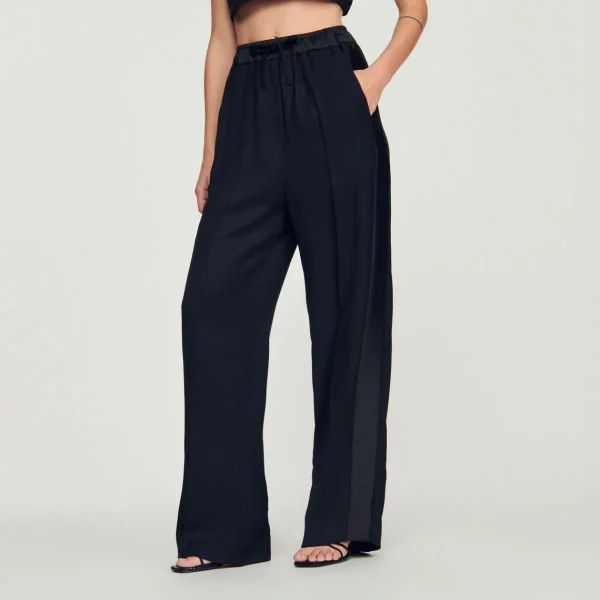 Online Wide Pants With Satin Side Stripes Women Pants & Shorts